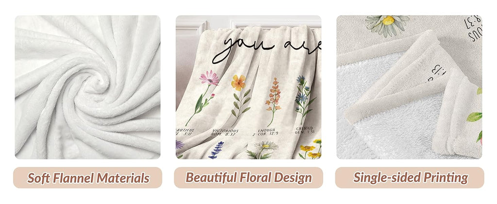 Afterprints Christian Gifts for Women, Christian Blanket with Flowers, Birthday Gifts for Women, Inspirational, Religious Gifts for Sister, Friend, Daughter, Mom, Soft Throw Blankets 50'' x 60''