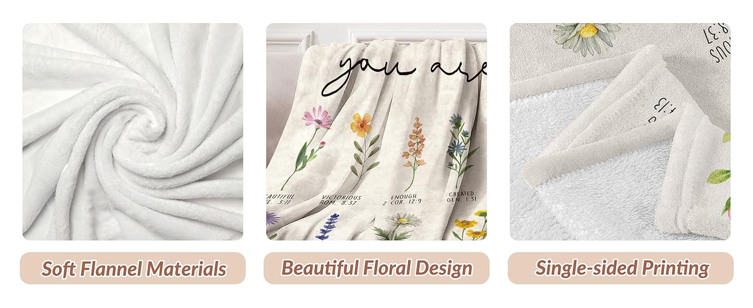 Afterprints Christian Gifts for Women, Christian Blanket with Flowers, Birthday Gifts for Women, Inspirational, Religious Gifts for Sister, Friend, Daughter, Mom, Soft Throw Blankets 50'' x 60''