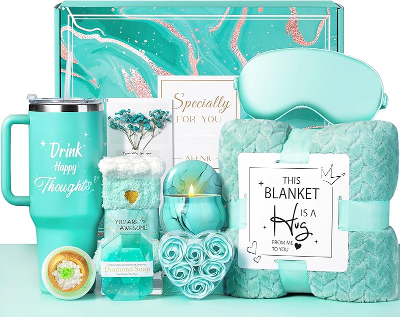 Birthday Gifts for Women Self Care Gifts Get Well Soon Gifts, Happy Birthday Spa Gift Baskets w/Flannel Blanket 40 OZ Tumbler Care Package for Mom Wife Sister Best Friend Her Daughter