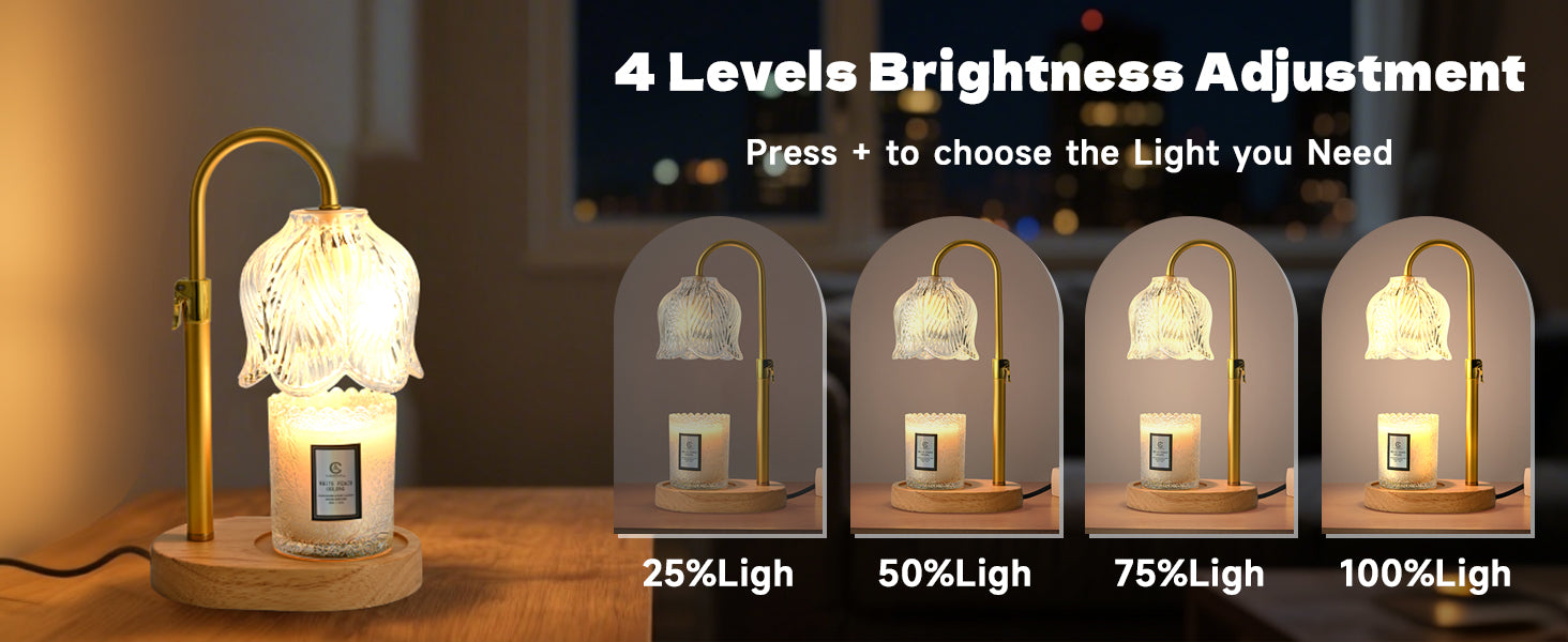 Candle Warmer Lamp with Timer, Birthday Gifts for Women Mom, Height Adjustable Wax Melts Warmer, White Elephant Gifts, Dimmable Candle Warmer for Jar Candles with 2 Bulbs