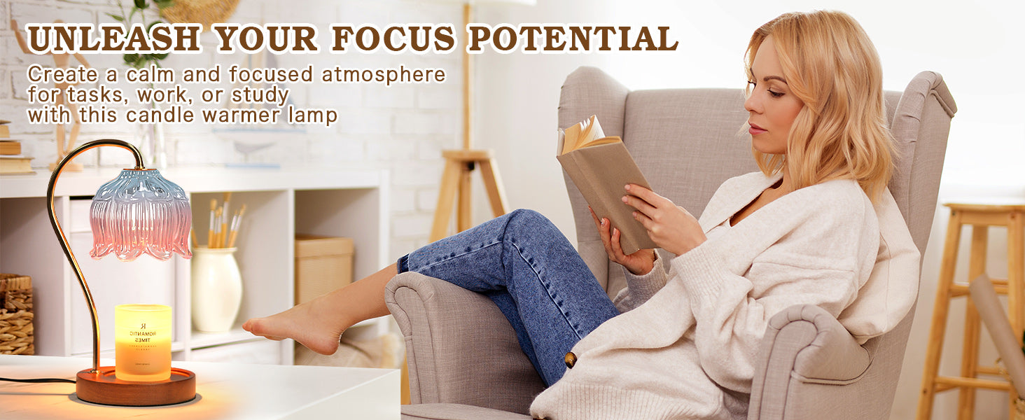 Dimmable Candle Warmer Lamp with Timer, Electric Candle Warmer Lamp, Women Christmas Gifts, Flower Candle Lamp Warmer for Family, Pink Blue Fragrance Candle Lamp for Modern Office Desk Decor