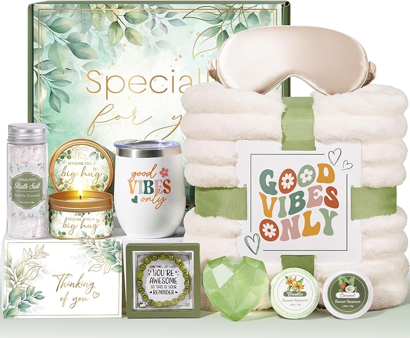 Christmas Birthday Gifts for Women Self Care Gift, Get Well Soon Gift Baskets Relaxing Spa Care Package for Women with Blanket, Unique Gifts Idea for Mom Mother Her Wife Girlfriend Best Friend Sister