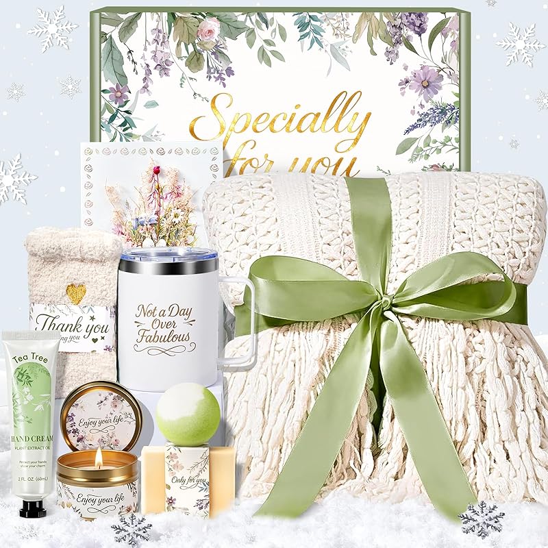 Christmas Birthday Gifts for Women Spa Care Package, Get Well Soon Gifts for Women, Self Care Gift Baskets, Thinking of You Sympathy Gift Box for Mom, Her, Friend, Sister, Wife