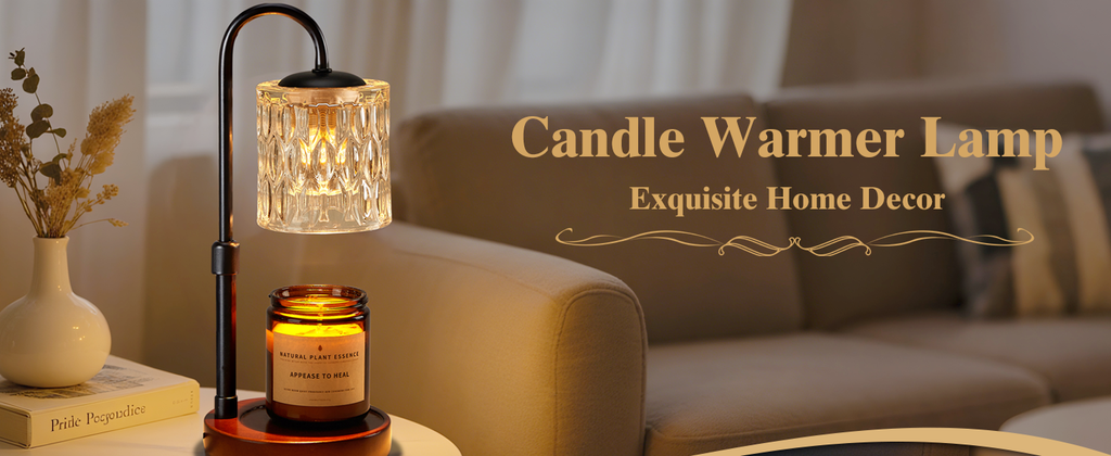Briever Dimmable Candle Warmer Lamp with Timer, Height Adjustable Electric Candle Wax Warmer, Christmas Birthday Gifts for Women Mom, House Warming Gifts New Home Room Decor, Walnut Solid Wood Base