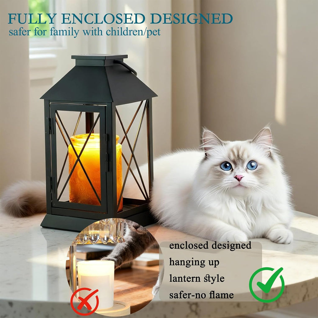 Candle Warmer Lamp with Timer,Compatible with 3 Wick Candles/Large Candel Jars,Vintage Lamp Candle Warmer Lantern,Dimmable Candle Lamp Warmer Farmhouse,Fully Enclosed Designed and Hanging Up-Black