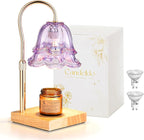 Candle Warmer Lamp with Timer: Flower Candle Warmer with 2 Bulbs Green Height Adjustable Candle Warming Lamps Home Bedroom Decor Birthday Gift for Women