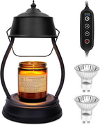 Candle Warmer Lamp, Dimmable Candle Warmer Lantern with Timer, Birthday Gifts for Women Mom, Dad and Fathers, House Warming Gifts, Black Large Lantern Candle Lamp for New Home Bedroom Decor
