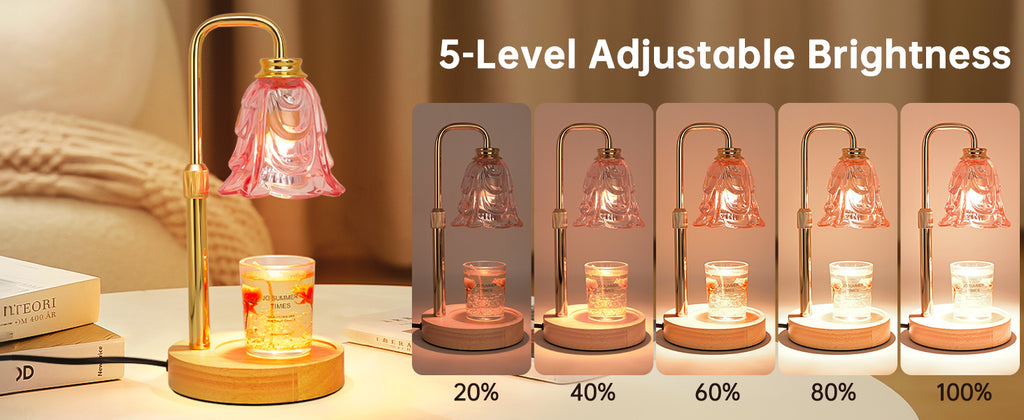 Candle Warmer Lamp with Timer Dimmer, Adjustable Height Pink Tulip Candle Wax Warmer, Christmas Birthday Gift for Mom Women, House Warming Gifts for New Home Bedroom Decor,Flower Pink