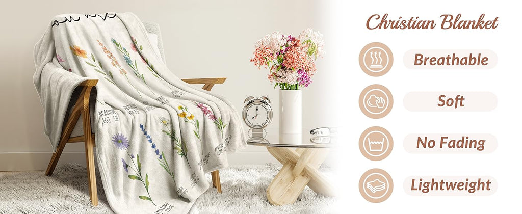 Afterprints Christian Gifts for Women, Christian Blanket with Flowers, Birthday Gifts for Women, Inspirational, Religious Gifts for Sister, Friend, Daughter, Mom, Soft Throw Blankets 50'' x 60''