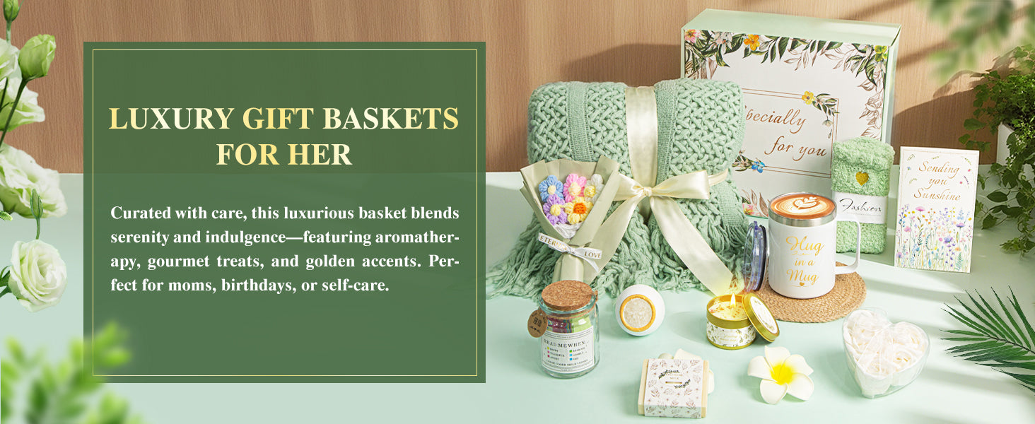 Christmas Gifts for Women, 11 PCS Unique Birthday Gifts for Women, Self Care Gift Baskets, Thank You, Get Well, Sympathy Inspirational Friendship Gifts for Mom, Grandma, Sister,Friends (Sage Green)
