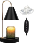 Candle Warmer Lamp,Electric Candle Warmer with Dimmable Light,Scented Wax Melter,No Smoke,Compatible with Various Jar,with 2 Light Bulbs,Home Decor-Black