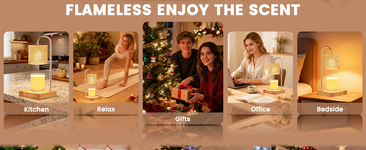 Candle Warmer Lamp with Timer Dimmer, Birthday Gifts for Women Mom, House Warming Gifts, Elegant New Home Decor, Wax Warmer for Jar Candles, Heater Lamp for Scented Wax, Amber Glass