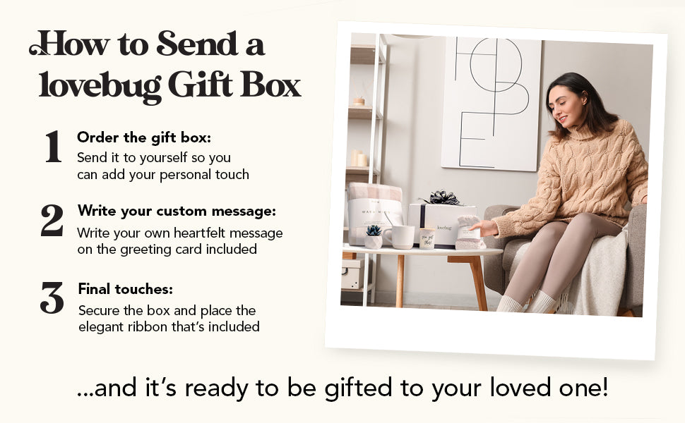 lovebug Get Well Soon Gift Basket for Women – After Surgery Gifts, Feel Better Care Package with Blanket, Candle, Socks, Mug, Spoon, Succulent – Thinking of You Self Care Gifts for Women Basket