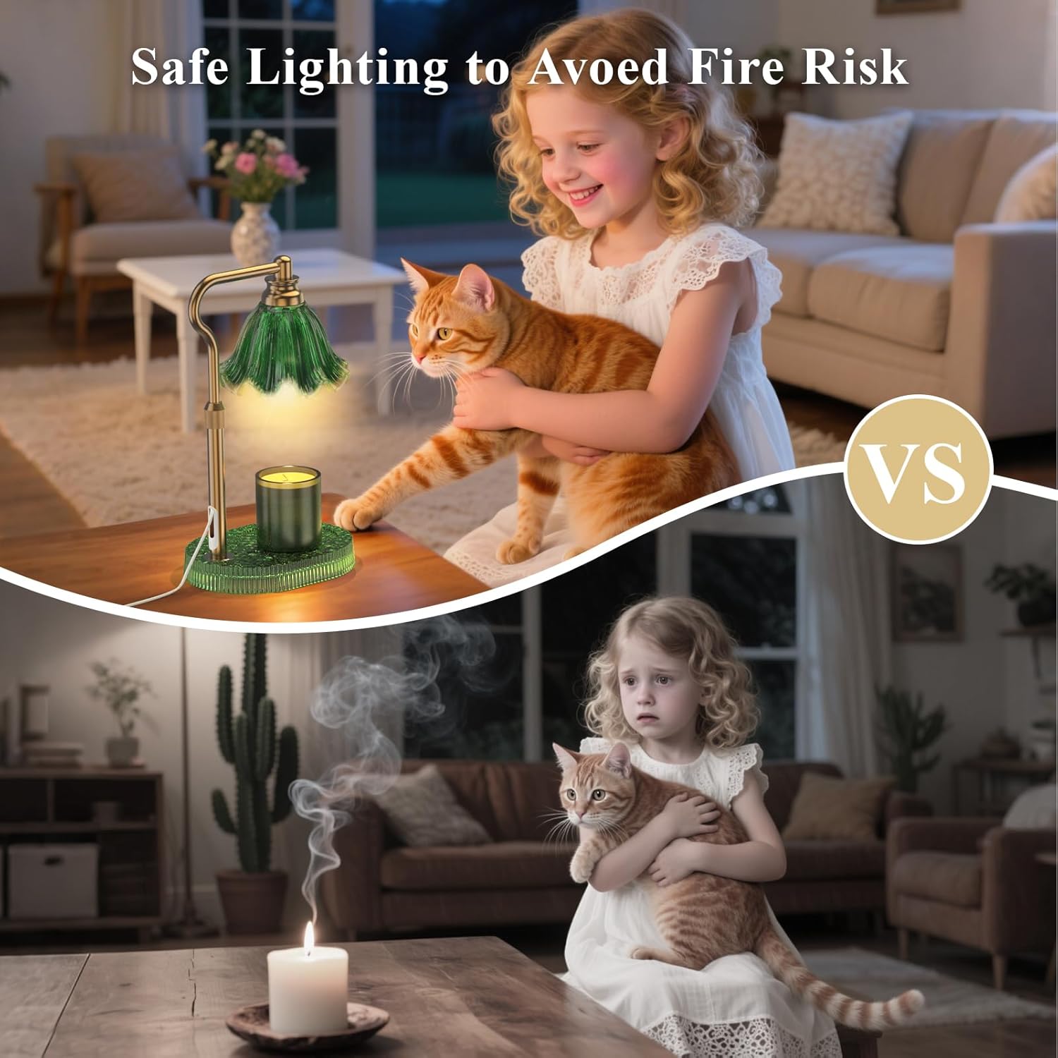 Candle Warmer Lamp with Adjustable Height - Flameless 4-Level Dimmable Wax Warmer, Timer Function & Stylish Design in Multiple Colors (Green)