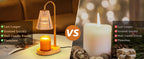 Candle Warmer Lamp with Timer: Electric Candles Wax Warmers Glass Lamps for Jar Candles Burner Adjustable Height and Dimmable Light Modern No Flame Scented Candle Warming Lantern, Amber