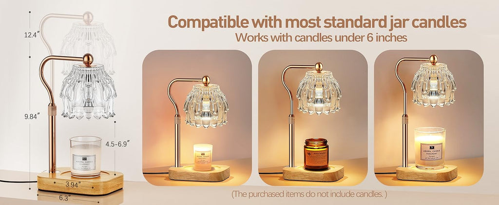 Candle Warmer Lamp with Timer Dimmer - Christmas Birthday Gift for Women Mom, Electric Wax Melter Warmer Adjustable Height for Jar Candles Housing Warming Home Decor