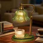 Candle Warmer Lamp with Adjustable Height - Flameless 4-Level Dimmable Wax Warmer, Timer Function & Stylish Design in Multiple Colors (Green)