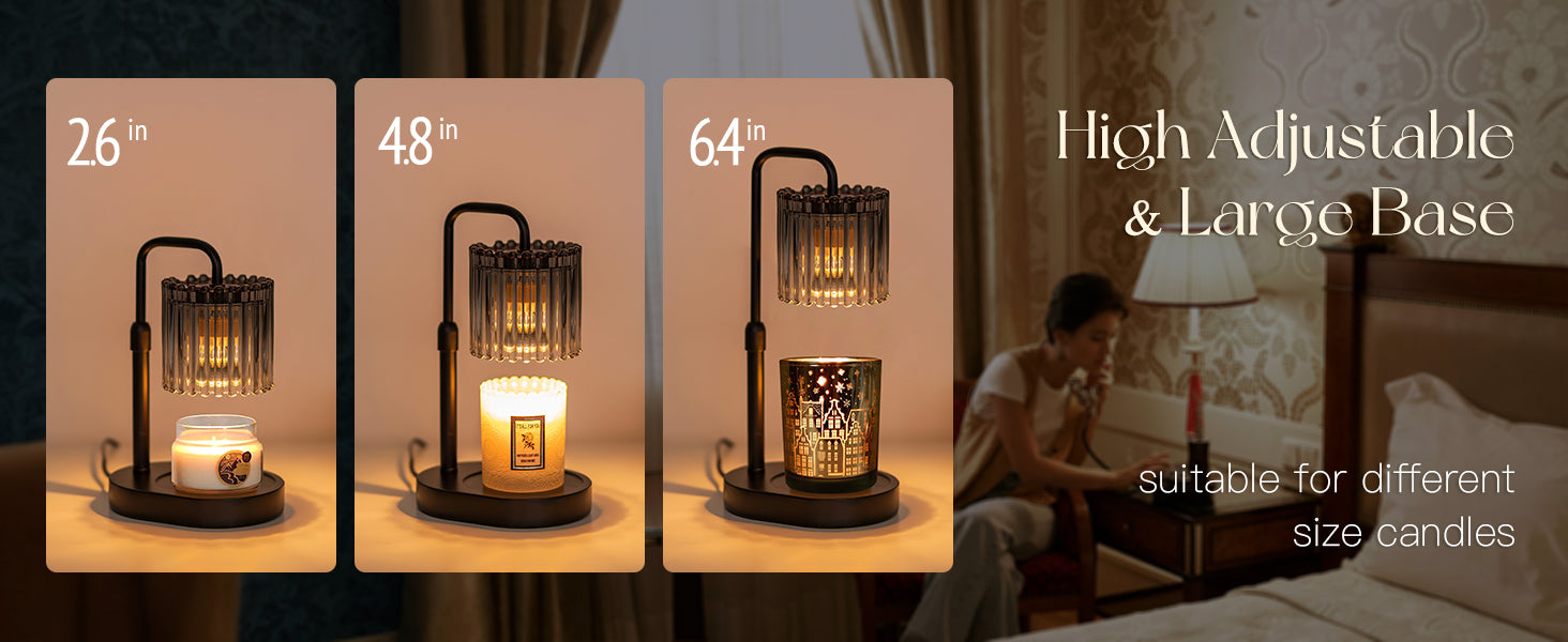 Candle Warmer Lamp with Timer: Black Candle Warming Lamp Height Adjustable Wax Melt Warmer Dimmable Modern Farmhouse New Home Bedroom Decor Christmas Housewarming Gift for Women