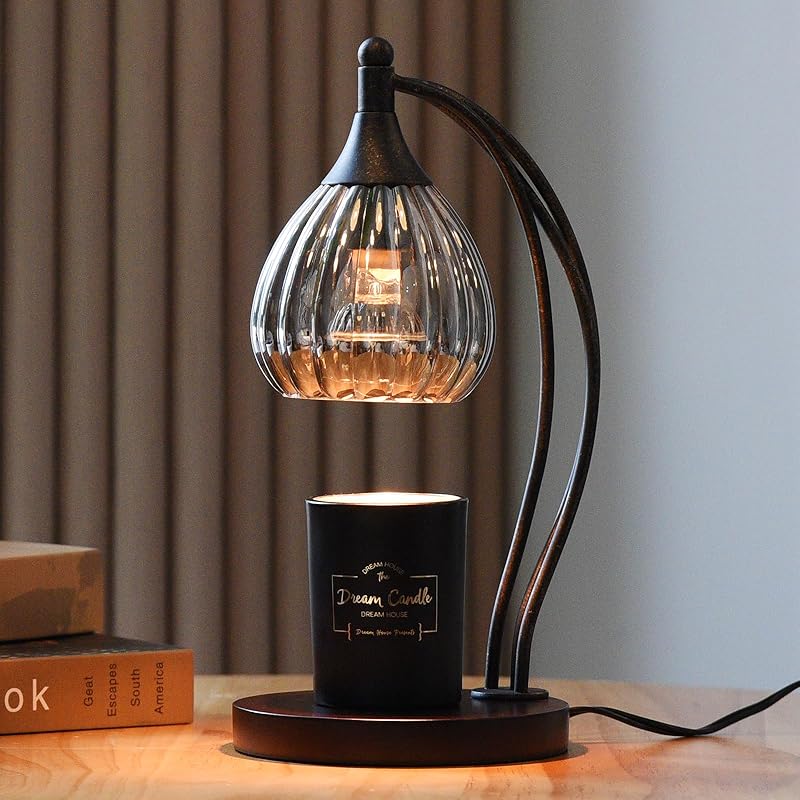 Candle Warmer Lamp with Timer Dimmer - Candle Light Warmer for Jar Candles with 2 Bulbs - Electric Candle Lamp Wax Warmer for Scented Wax Housewarming Gifts New Home Decor for Women Purple Black