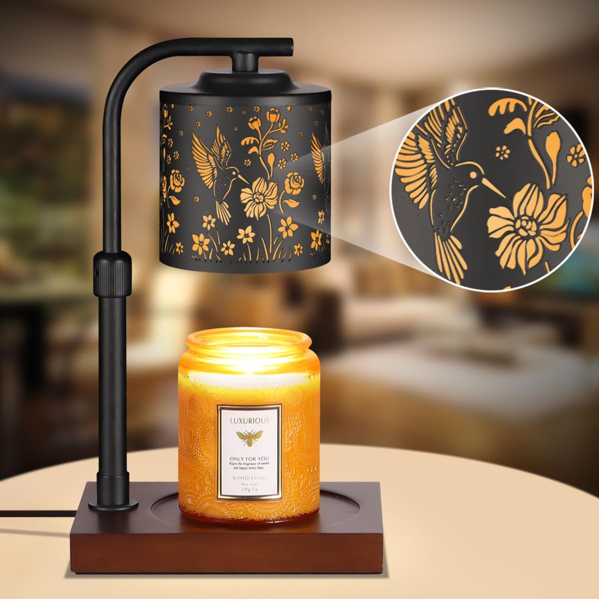 Candle Warmer Lamp with Adjustable Height Dimmable for New Home Decor Electric Candle Warmer for Jar Candles Birthday Gifts for Women Mom(Hummingbird)