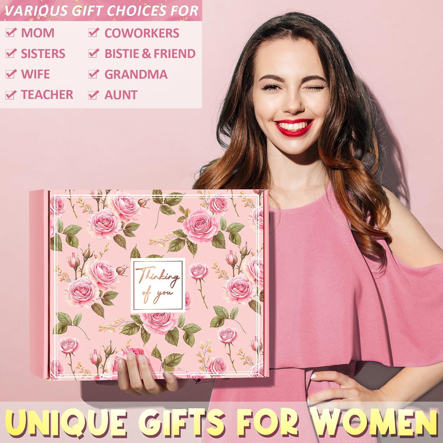 Birthday Gifts for Women Self Care Get Well Soon Gifts, Rose Relaxing Spa Gifts Box Care Package Basket w/ Luxury Flannel Blanket 40 oz Tumbler, Christmas Gifts Set for Mom Her Wife Girlfriend Sister