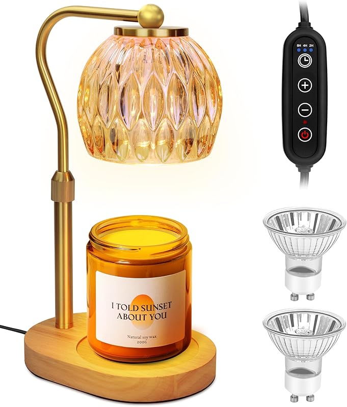 Candle Warmer Lamp, Dimmable Candle Warmer Lantern with Timer, Birthday Gifts for Women Mom, Dad and Fathers, House Warming Gifts, Black Large Lantern Candle Lamp for New Home Bedroom Decor