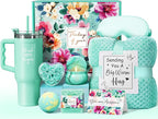 Birthday Gifts for Women Self Care Get Well Soon Gifts, Rose Relaxing Spa Gifts Box Care Package Basket w/ Luxury Flannel Blanket 40 oz Tumbler, Christmas Gifts Set for Mom Her Wife Girlfriend Sister