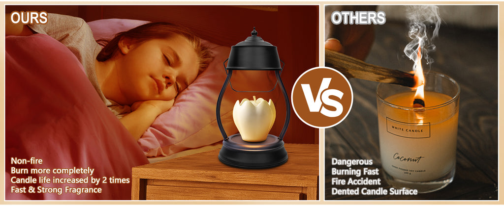 Candle Warmer Lamp, Dimmable Candle Warmer Lantern with Timer, Birthday Gifts for Women Mom, Dad and Fathers, House Warming Gifts, Black Large Lantern Candle Lamp for New Home Bedroom Decor