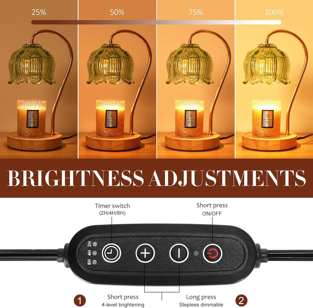 Flower Candle Warmer Lamp with Timer & Dimmer - Fits All Jar Scented Candles - Christmas & Mother's Day Gift for Women，Mom，Her