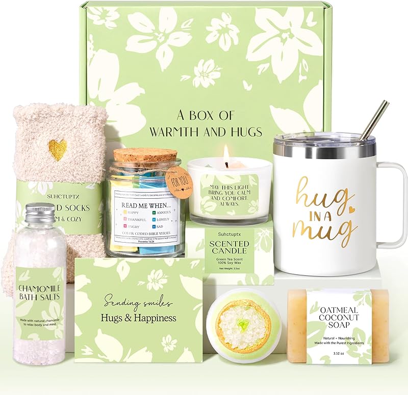 Gift Baskets for Women, 10pcs Unique Birthday Gifts for Women, Best Friend Birthday Christmas Gift, Get Well Soon Gift Basket Sending Sunshine Cheer Up Box for Sister Friendship - BRIGHTEN UP HER DAY!