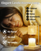 Candle Warmer Lamp with Timer Dimmer, Birthday Gifts for Women Mom, House Warming Gifts, Elegant New Home Decor, Wax Warmer for Jar Candles, Heater Lamp for Scented Wax, Amber Glass