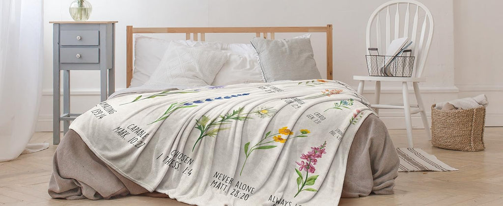 Afterprints Christian Gifts for Women, Christian Blanket with Flowers, Birthday Gifts for Women, Inspirational, Religious Gifts for Sister, Friend, Daughter, Mom, Soft Throw Blankets 50'' x 60''