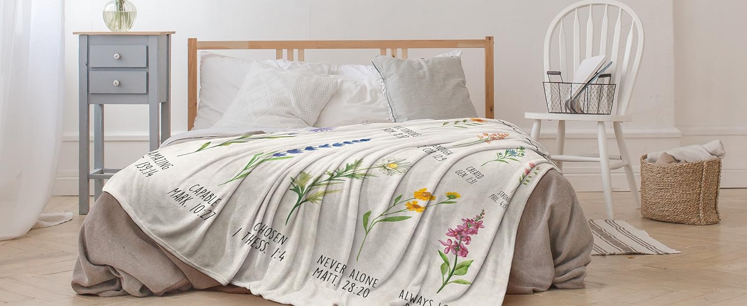 Afterprints Christian Gifts for Women, Christian Blanket with Flowers, Birthday Gifts for Women, Inspirational, Religious Gifts for Sister, Friend, Daughter, Mom, Soft Throw Blankets 50'' x 60''