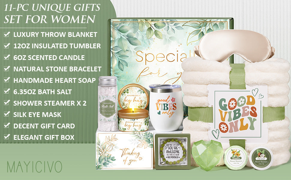 Christmas Birthday Gifts for Women Self Care Gift, Get Well Soon Gift Baskets Relaxing Spa Care Package for Women with Blanket, Unique Gifts Idea for Mom Mother Her Wife Girlfriend Best Friend Sister