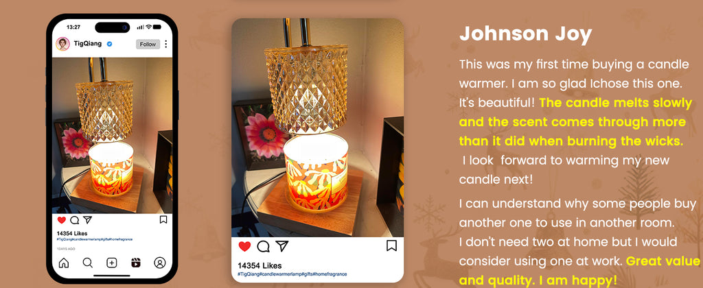 Candle Warmer Lamp with Timer Dimmer, Birthday Gifts for Women Mom, House Warming Gifts, Elegant New Home Decor, Wax Warmer for Jar Candles, Heater Lamp for Scented Wax, Amber Glass