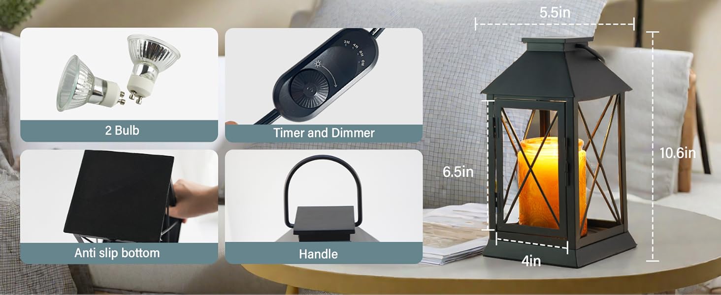 Candle Warmer Lamp with Timer,Compatible with 3 Wick Candles/Large Candel Jars,Vintage Lamp Candle Warmer Lantern,Dimmable Candle Lamp Warmer Farmhouse,Fully Enclosed Designed and Hanging Up-Black
