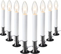 8 Pieces Electric Window Candle with Pewter Plated Base Window Candle Light Sensor Turns with Automatic On/Off for Home Christmas Holiday Party Decorations