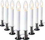 8 Pieces Electric Window Candle with Pewter Plated Base Window Candle Light Sensor Turns with Automatic On/Off for Home Christmas Holiday Party Decorations