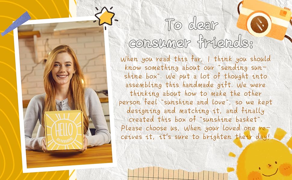 Gift Baskets for Women, 10pcs Unique Birthday Gifts for Women, Best Friend Birthday Christmas Gift, Get Well Soon Gift Basket Sending Sunshine Cheer Up Box for Sister Friendship - BRIGHTEN UP HER DAY!