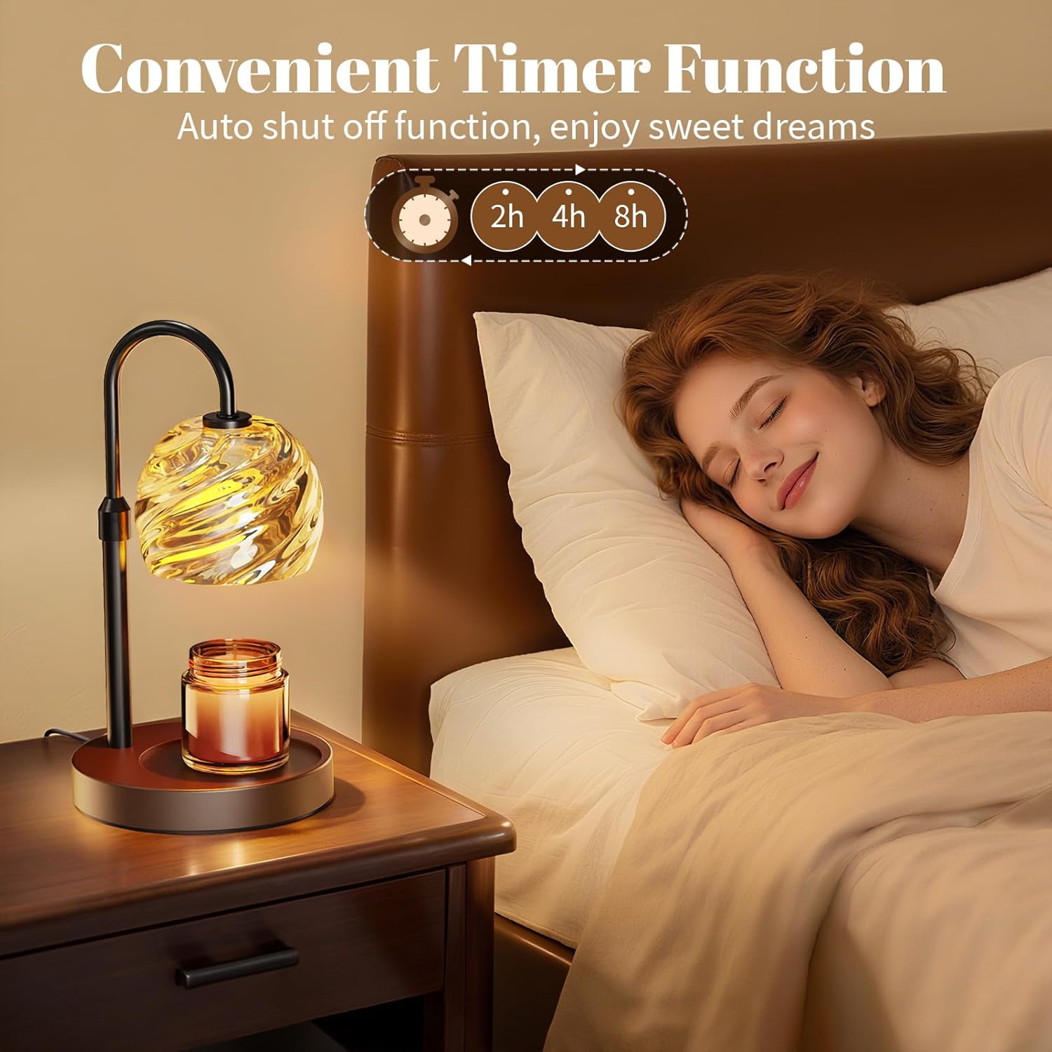 Candle Warmer Lamp with Timer Dimmer, Electric Candle Warmer with Adjustable Height for Home Decor, Christmas Birthday Gifts for Women Men Mom, Wax Melter for All Jar Sizes, 2Bulbs,Black