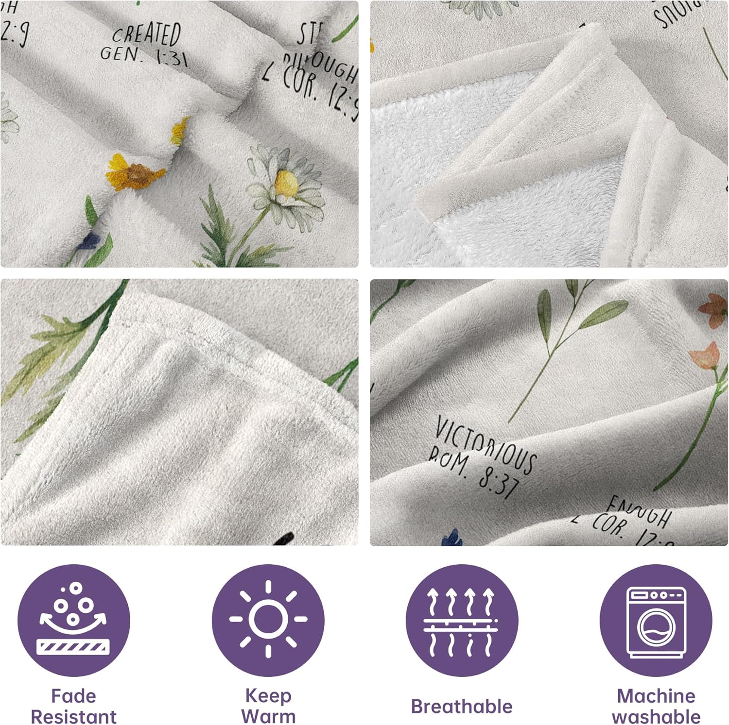 Afterprints Christian Gifts for Women, Christian Blanket with Flowers, Birthday Gifts for Women, Inspirational, Religious Gifts for Sister, Friend, Daughter, Mom, Soft Throw Blankets 50'' x 60''