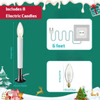 8 Pieces Electric Window Candle with Pewter Plated Base Window Candle Light Sensor Turns with Automatic On/Off for Home Christmas Holiday Party Decorations