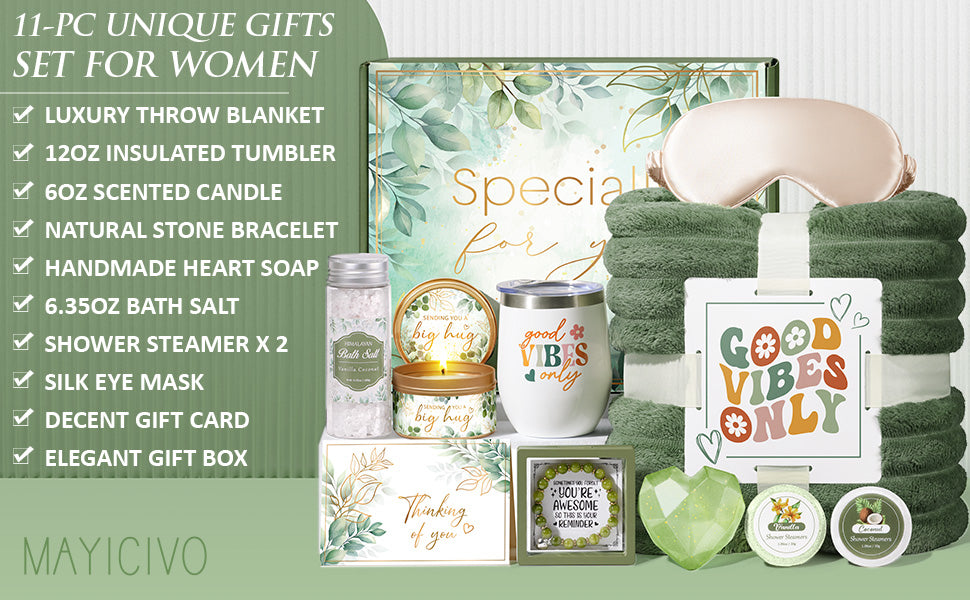 Christmas Birthday Gifts for Women Self Care Gift, Get Well Soon Gift Baskets Relaxing Spa Care Package for Women with Blanket, Unique Gifts Idea for Mom Mother Her Wife Girlfriend Best Friend Sister