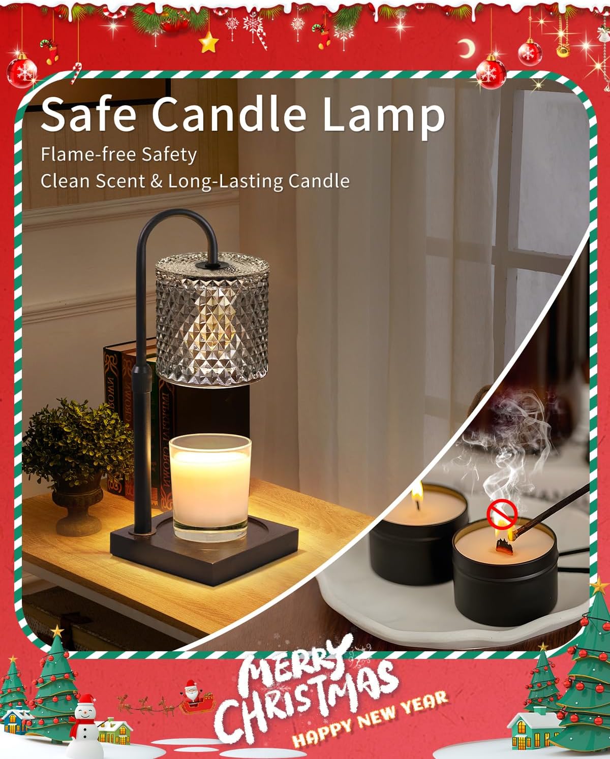 Candle Warmer Lamp with Timer Dimmer Adjustable Height, Candle Warmer with 2 Bulbs for Jar Candles, Home Decor, Women Brithday