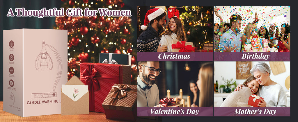 Candle Warmer Lamp with Timer Dimmer - Candle Light Warmer for Jar Candles with 2 Bulbs - Electric Candle Lamp Wax Warmer for Scented Wax Housewarming Gifts New Home Decor for Women Purple Black