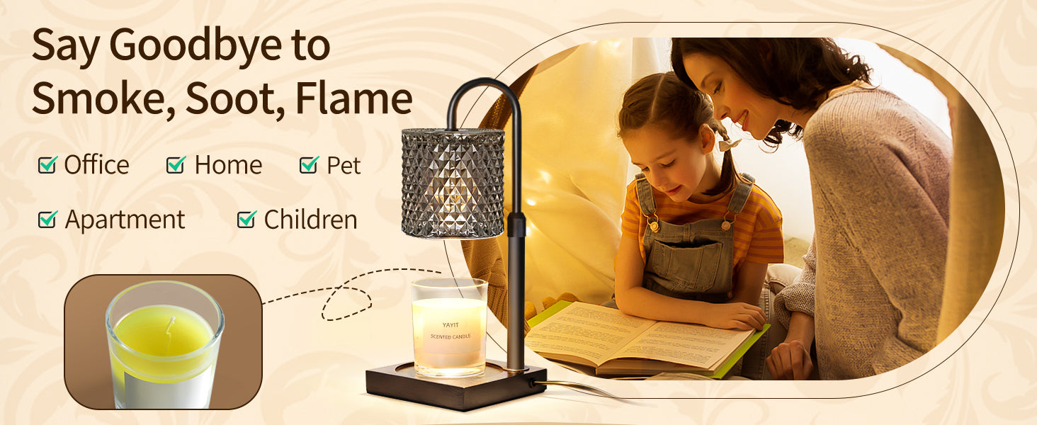 Candle Warmer Lamp with Timer Dimmer Adjustable Height, Candle Warmer with 2 Bulbs for Jar Candles, Home Decor, Women Brithday
