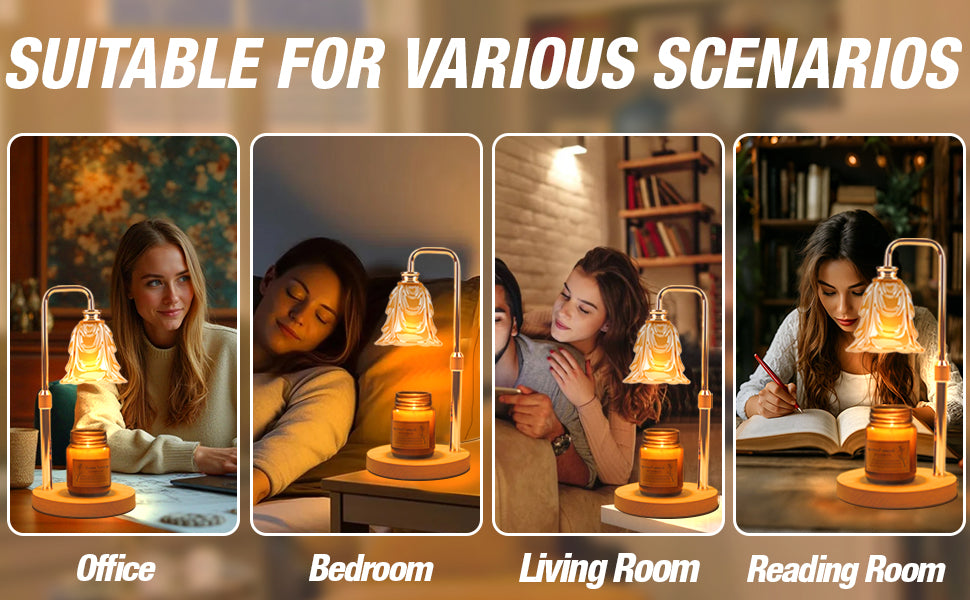 Candle Warmer Lamp with Timer and Dimmer, Electric Wax Warmers for Scented Candles with 5 Brightness Settings, Anti-Glare Lamp with Adjustable Height, Home Decor, Gift for Christmas, Birthday