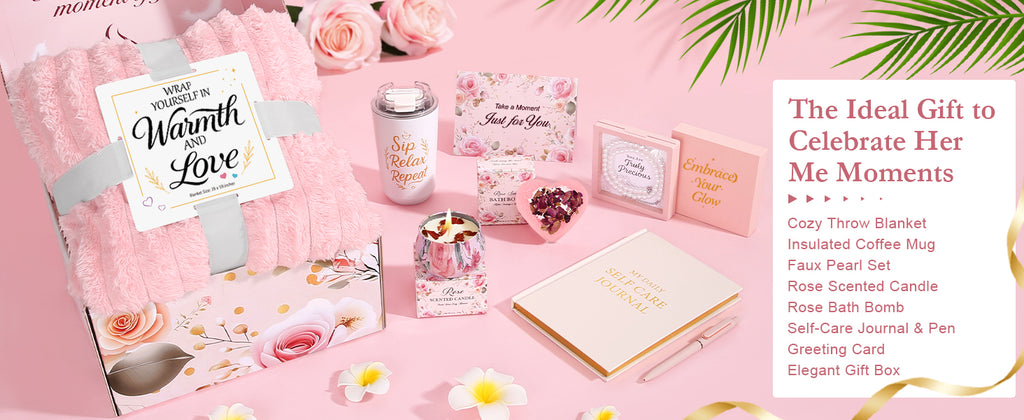 Self Care Gifts for Women Get Well Soon Gift Baskets, Unique Birthday Gifts Spa Care Package, Relaxing Christmas Stocking Stuffers for Women Gift for Mom Her Sister Best Friend Girlfriend Rose