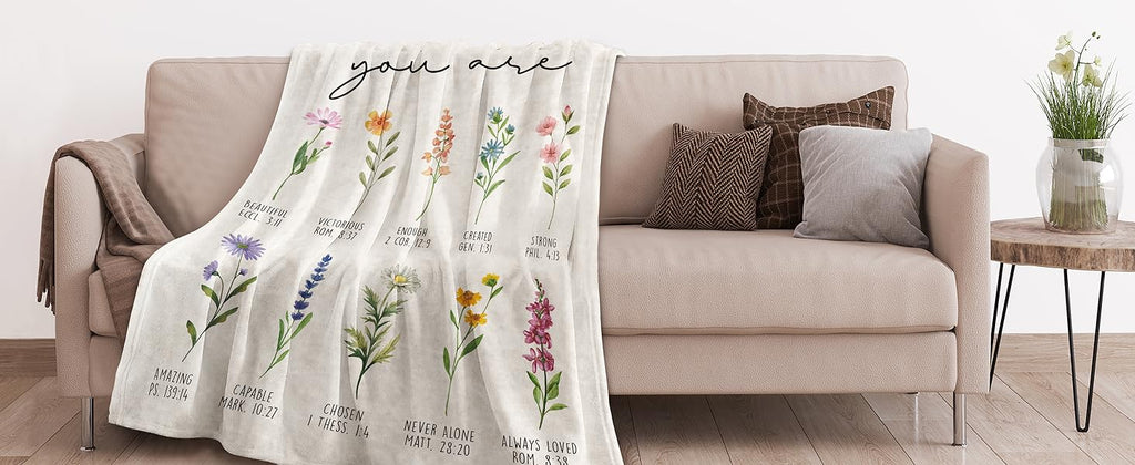 Afterprints Christian Gifts for Women, Christian Blanket with Flowers, Birthday Gifts for Women, Inspirational, Religious Gifts for Sister, Friend, Daughter, Mom, Soft Throw Blankets 50'' x 60''