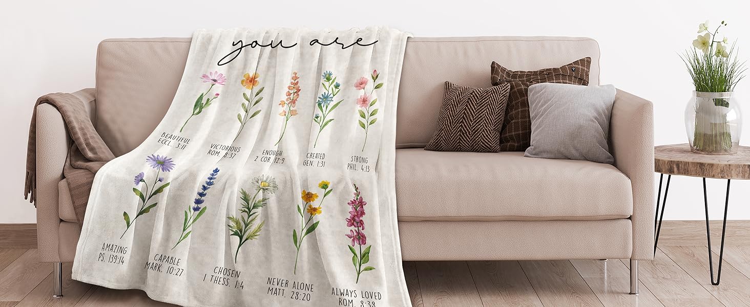Afterprints Christian Gifts for Women, Christian Blanket with Flowers, Birthday Gifts for Women, Inspirational, Religious Gifts for Sister, Friend, Daughter, Mom, Soft Throw Blankets 50'' x 60''